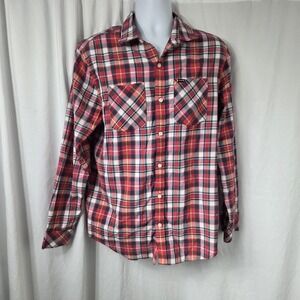 Hurley Shirt Mens Large Red Plaid Button Up Long Sleeve Casual Woven Pockets